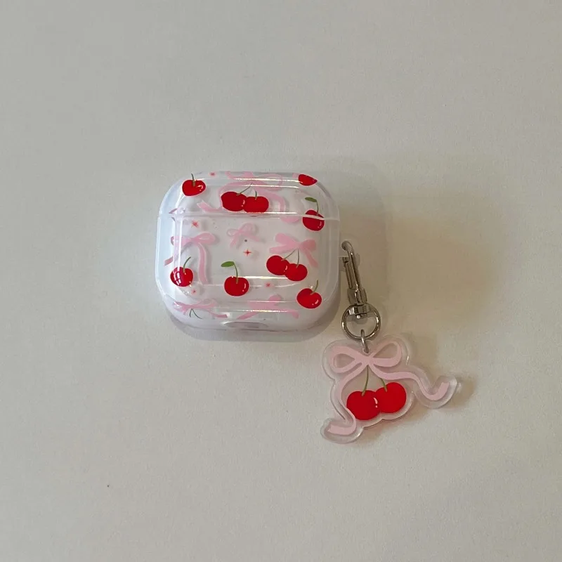 Розовый бант вишневый мультяшный кулон с беспроводной зарядкой Bluetooth чехол для наушников коробка для apple airpods 4 1 pro 2 2nd 2 3 чехол