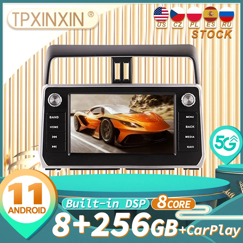 

for Toyota Prado 2018 audio 2 din android receiver tesla style auto multimedia DVD player GPS