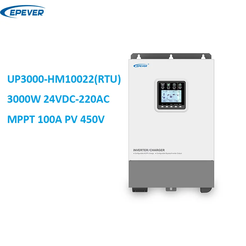 

EPever 3Kva Inverter Charger With Solar Battery Charging Mppt 60A 3000W UP3000-HM10022(RTU) Pure Sine Wave Inverter Charger