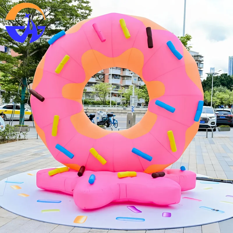 푸드 페스티벌 및 시장에서 사진 체크인을 위한 야외 장식 소품, 풍선 만화 야광 도넛 및 빵 에어 모델