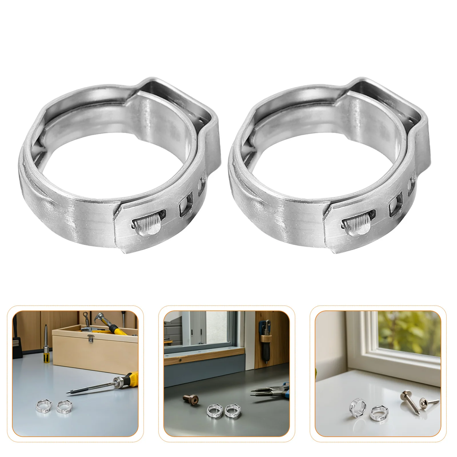 

50pcs Single Ear Hose Clamp 17.8-21Mm Stainless Steel Adjustable Pipe Repair Fittings For Garden Hose Cable Clamp Spring Clip