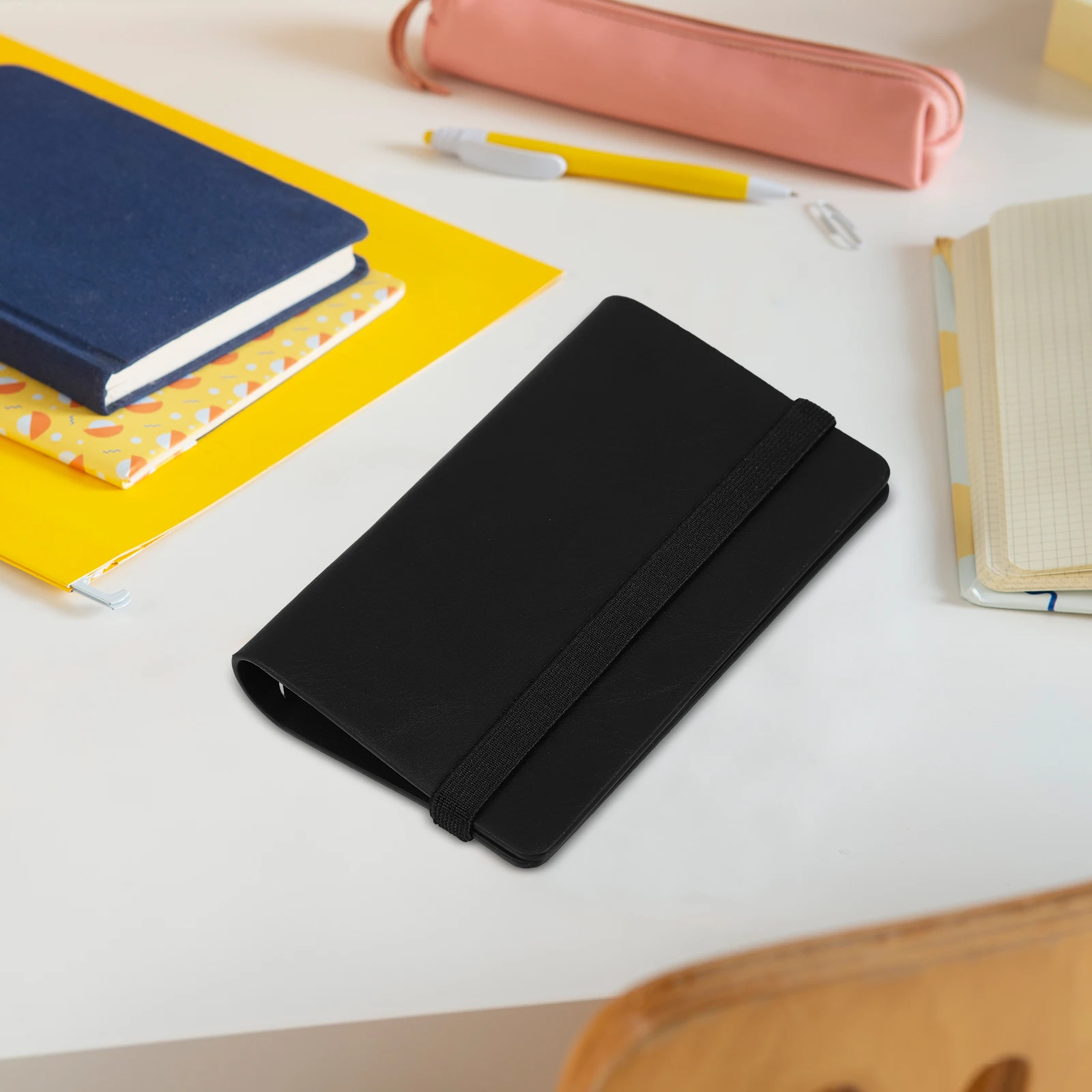 

Black PU Leaf Office Loose-leaf Notebook Notebook Binder Small Ring Portable Case Study Travel Scrapbook Women