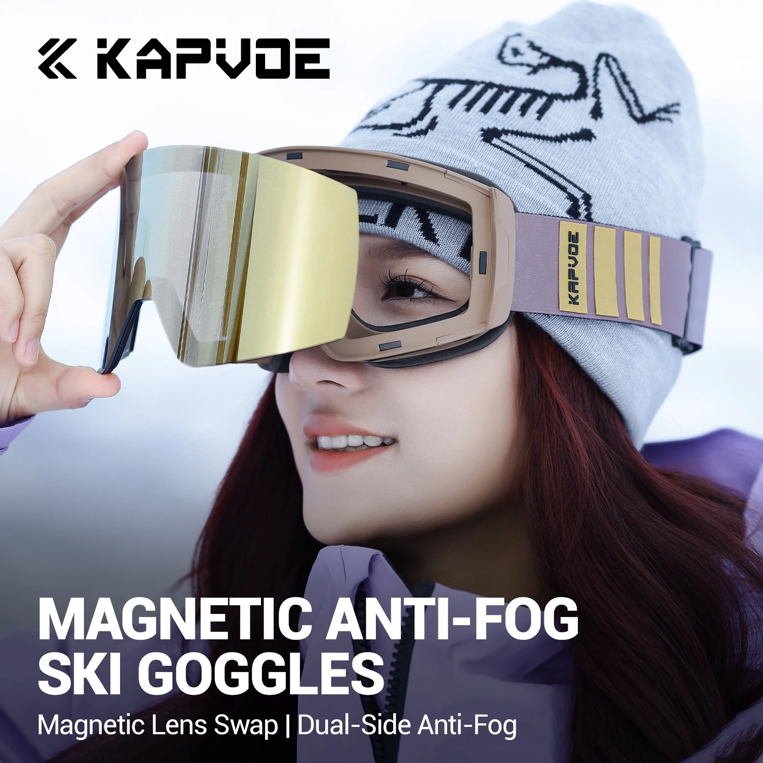 Kapvoe nueva atracción magnética esquí gafas fotocromáticas deporte al aire libre esquí Snowboard gafas UV400 hombres mujeres gafas de protección