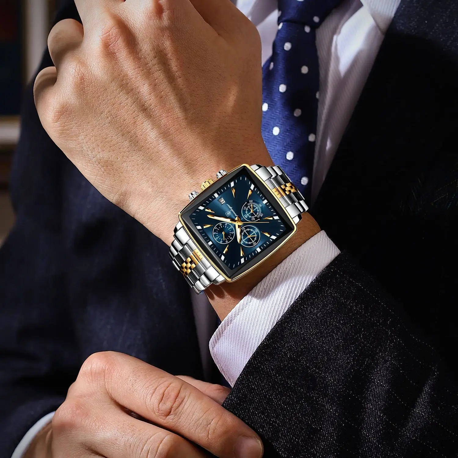 POEDAGAR قمة الموضة ساعات رجالية مضيئة مقاوم للماء الفولاذ المقاوم للصدأ رجل ساعة كرونوغراف تاريخ العسكرية كوارتز ساعة اليد الرجالية