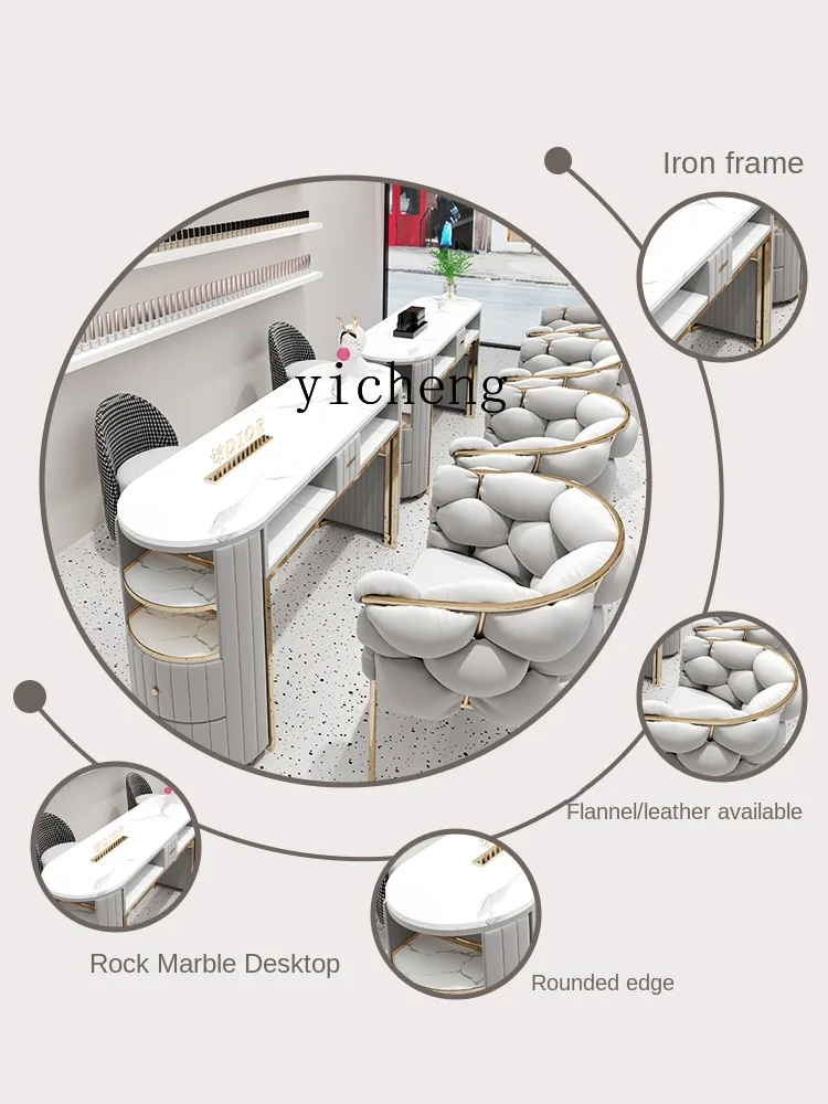 Zc Manicure Table and Chair Set Single Double Three-Person Manicure Table Simple Marble Manicure Table