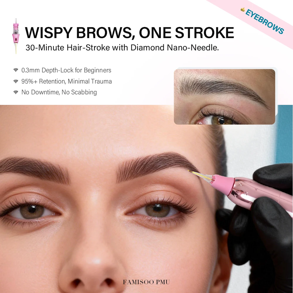 10pcs 0.18mm Nano 2.0 Universal Cartridge Needle 0.3mm Intelligent Depth Control Micro Nano Needle for Eyebrow Lips SMP Hairline