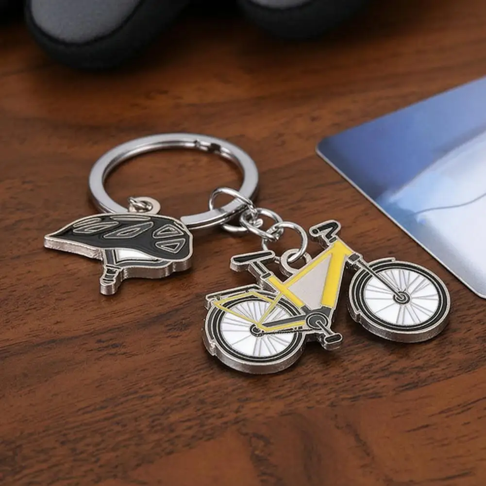 Alloy Key Chain Enamel Bicycle Helmet Keychain Metal Bike Keyring Charm Backpack Hanging Accessory Cycling Enthusiasts Gift Idea
