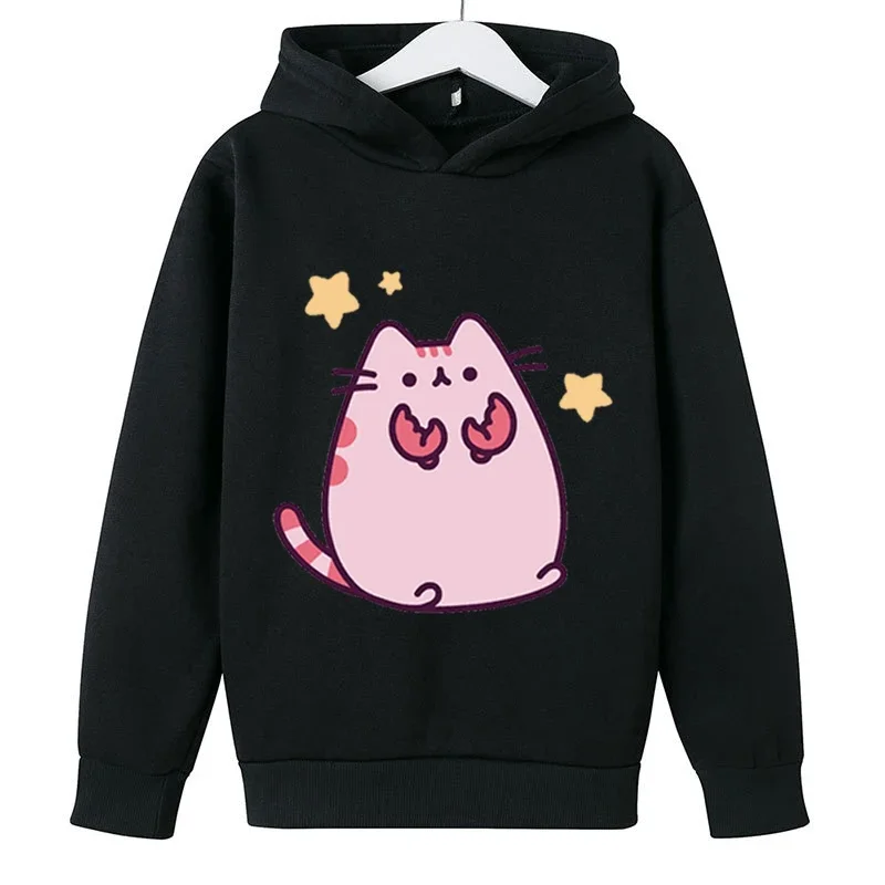 Pusheens Hoodies Kids Winter Warm Thickening Sweatshirt Anime Kawaii Cute Cat Pullover Girls Boys Fashion Tops Clothing Gifts