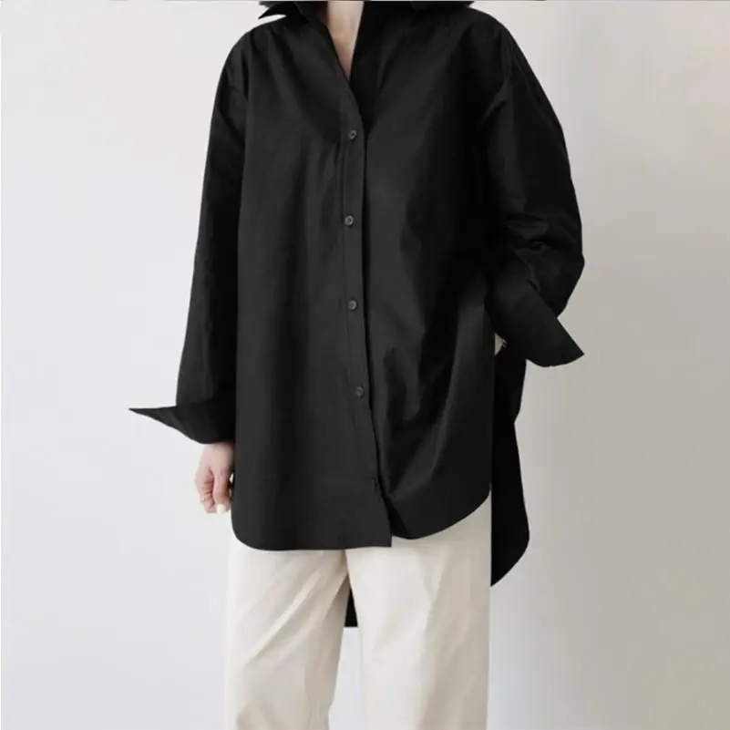 

Women's Long Sved irt with Slit And Fat Commute Sle Pure Color Non-Sinking Long Sve irt for Ladies