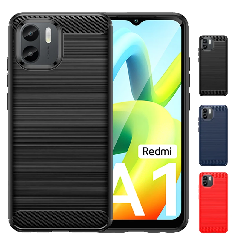 

For Redmi A2 Case Cover Xiaomi Redmi A2 Capas Phone Back Soft TPU Shockproof Bumper Carbon Fiber Cover Redmi A 1 2 A1 A2 Plus