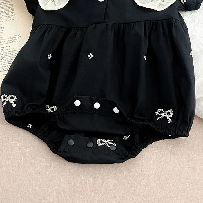 2025 neue Sommer Neugeborenen Baby Mädchen Strampler 0-24 M Baby Mädchen Kleidung Spitze Kragen Baumwolle Stickerei Bogen kleinkind Baby Mädchen Overall – Detail 4