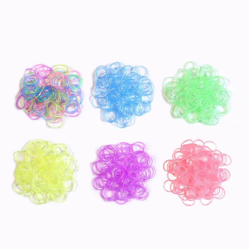 600 pçs conjunto de banda de tear de borracha diy pulseira luminosa transparente colorido borracha arco-íris círculo pulseira, kit de fabricação de pulseira