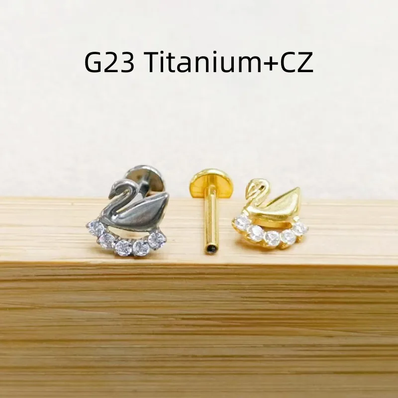 10pcs Body Jewelry 16G CZ G23 Titanium Swan Shine Lip Labret Bar Ear Helix Tragus Rook Bar Stud Body Piercing Jewelry  NEW