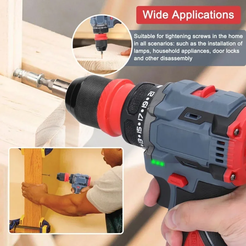 Elétrica Ratchet Wrench, Brushless Mão Impact Drill, Cordless Poder chave de fenda, Household Charging, Drilling Chuck, 21V