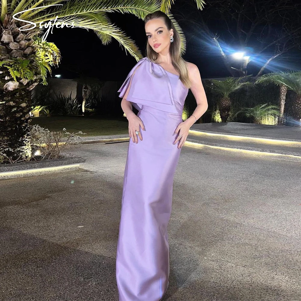 

Modern Purple Mermaid Evening Dresses Satin One Shoulder Prom Dress Tiered Pleated Floor Length Party Dresses Vestidos De Noche