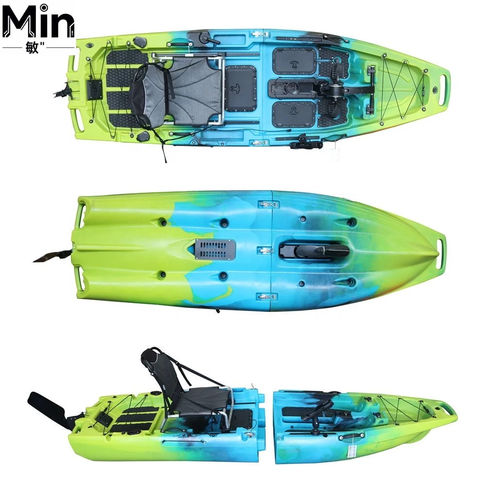Vicking 9.5FT HDPE 2-Piece Modular Sit-On-Top Fishing Kayak 1 Person Foldable Propeller Fin Pedal Drive Kayak with Detachable