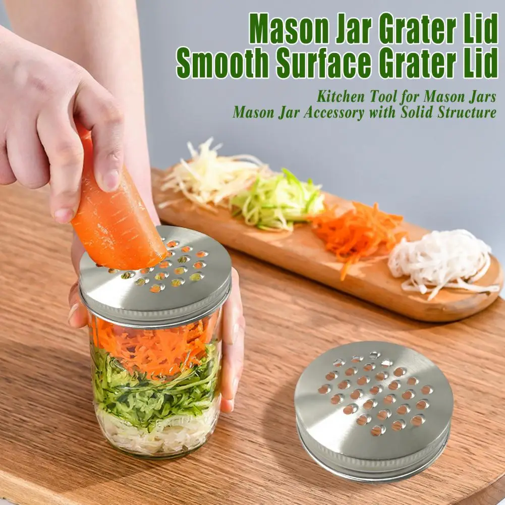 1/2Pcs Mason Jar Grater Lid Regular Mouth Jar Grating Cover Stainless Steel Strong Wear Resistance Multipurpose Canning Lids