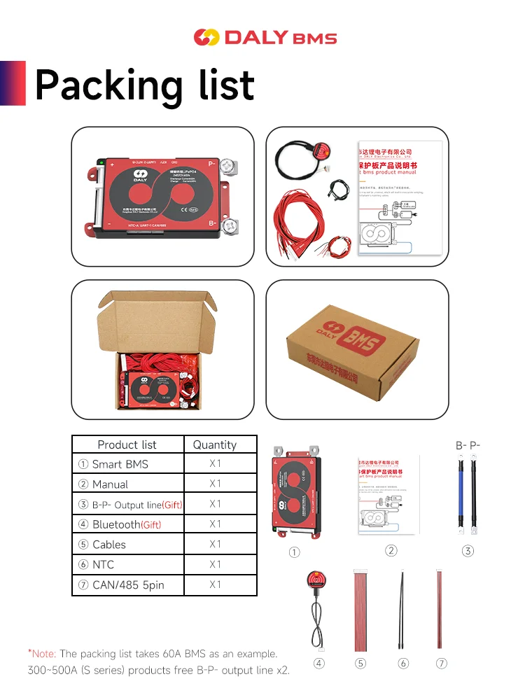 Daly BMS Accessary Power display board  USB R485 Cable USB USB UART Cable Bluetooth Smart BMS