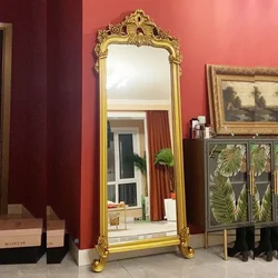 Nordic Full Length Mirror Full Body Aesthetic Shower Gold Mirror Floor Standing Luxury Decorative Miroir Mural Home Decor WH30XP