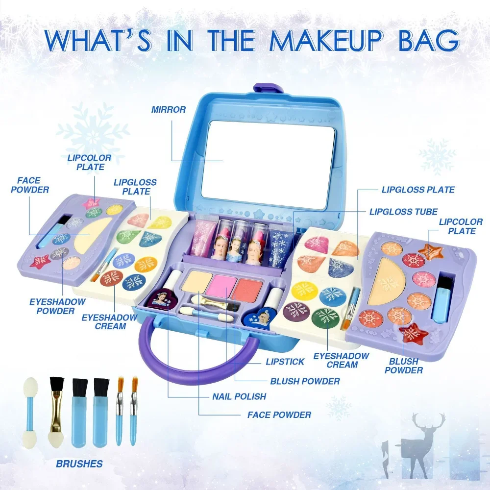 Girl Pretend Play Make Up Kit Princess Play With Toys Washable Non-toxic Cosmetic Makeup Set Gifts For Girls Children