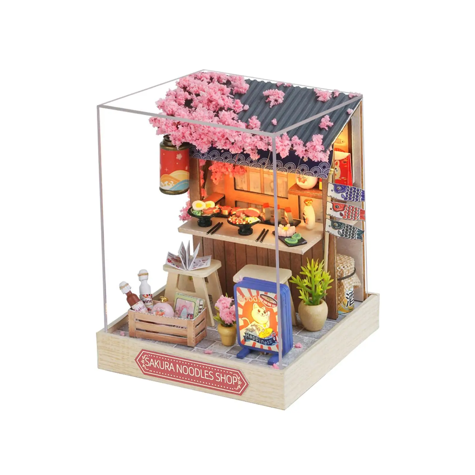 Mini Dollhouse Kit DIY Wooden Tiny House Puzzle Craft with Furniture Decor Gift for Adult Teen Creative Room