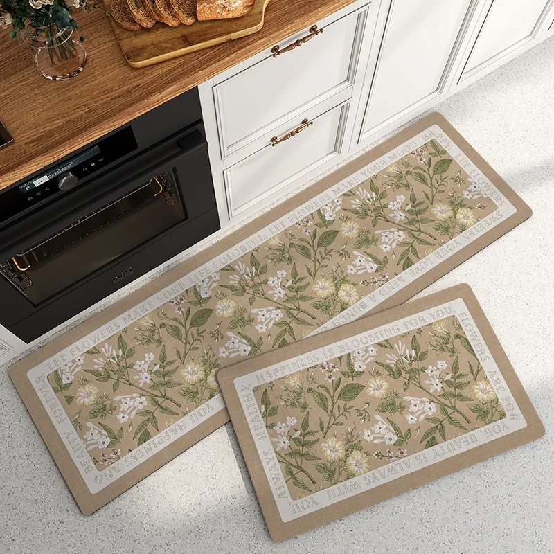 Long Rug Retro Print Kitchen Decorative Floor Mat Home Pvc Leather Waterproof Carpet Dirt-resistant Non-slip Foot Mats Ковер 러그