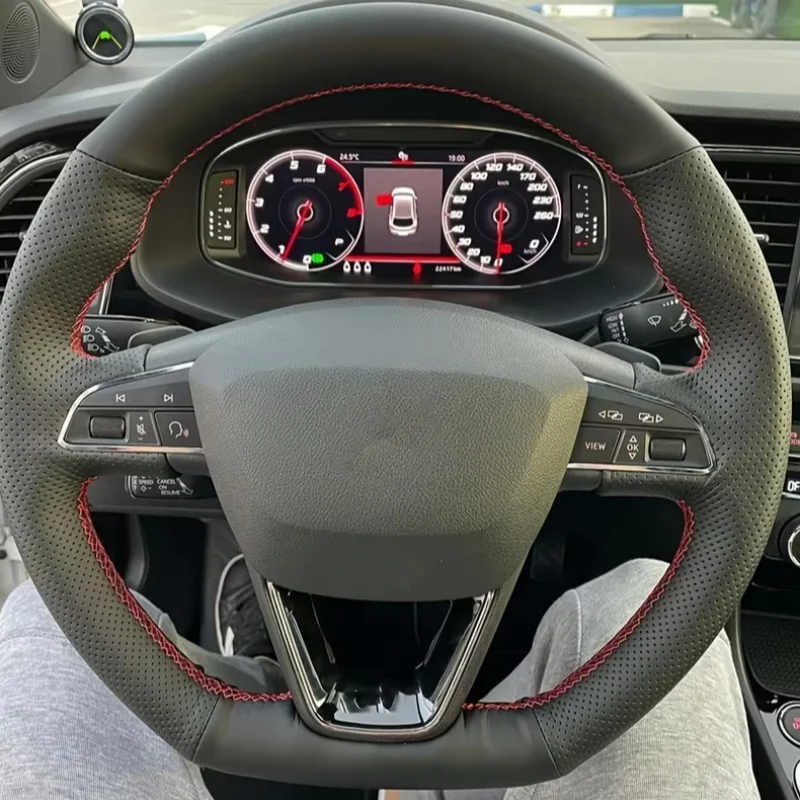 Custom Leather Cupra Leon ST Cupra Leon ST Cupra 2013-2019 Ateca Cupra Ateca FR 2016-2019 Car Steering Wheel Cover For Seat Leon