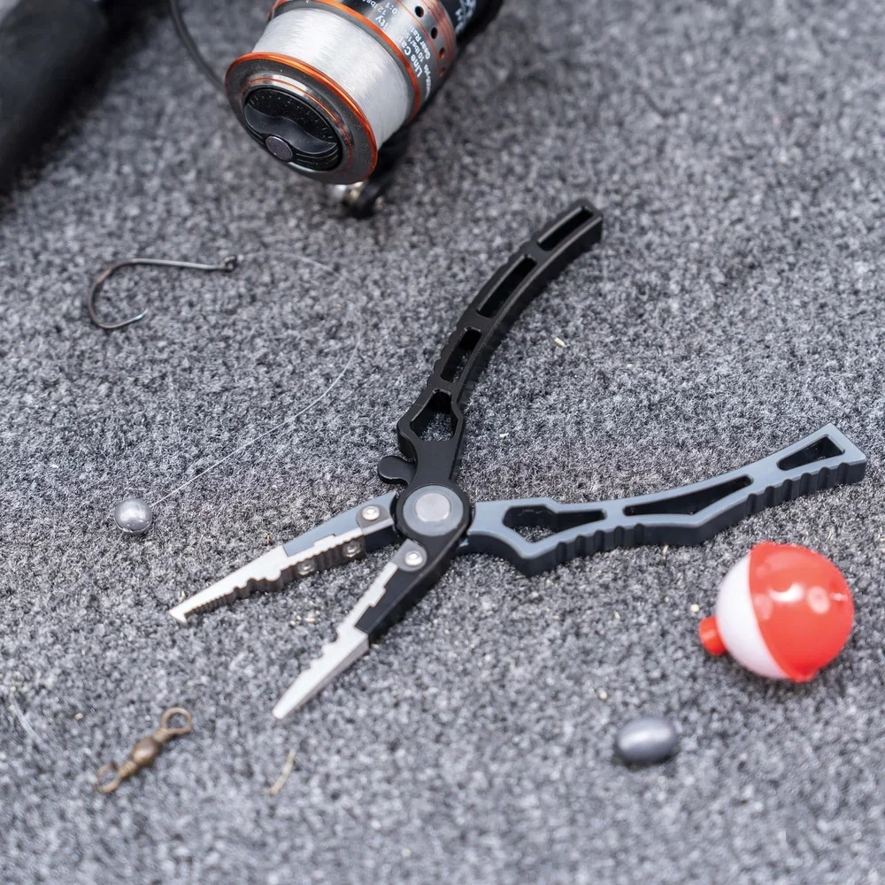 

6,5-дюймовые алюминиевые рыболовные клещи с губками из нержавеющей стали, сменные кусачки, обжимные инструменты и фиксирующие функции