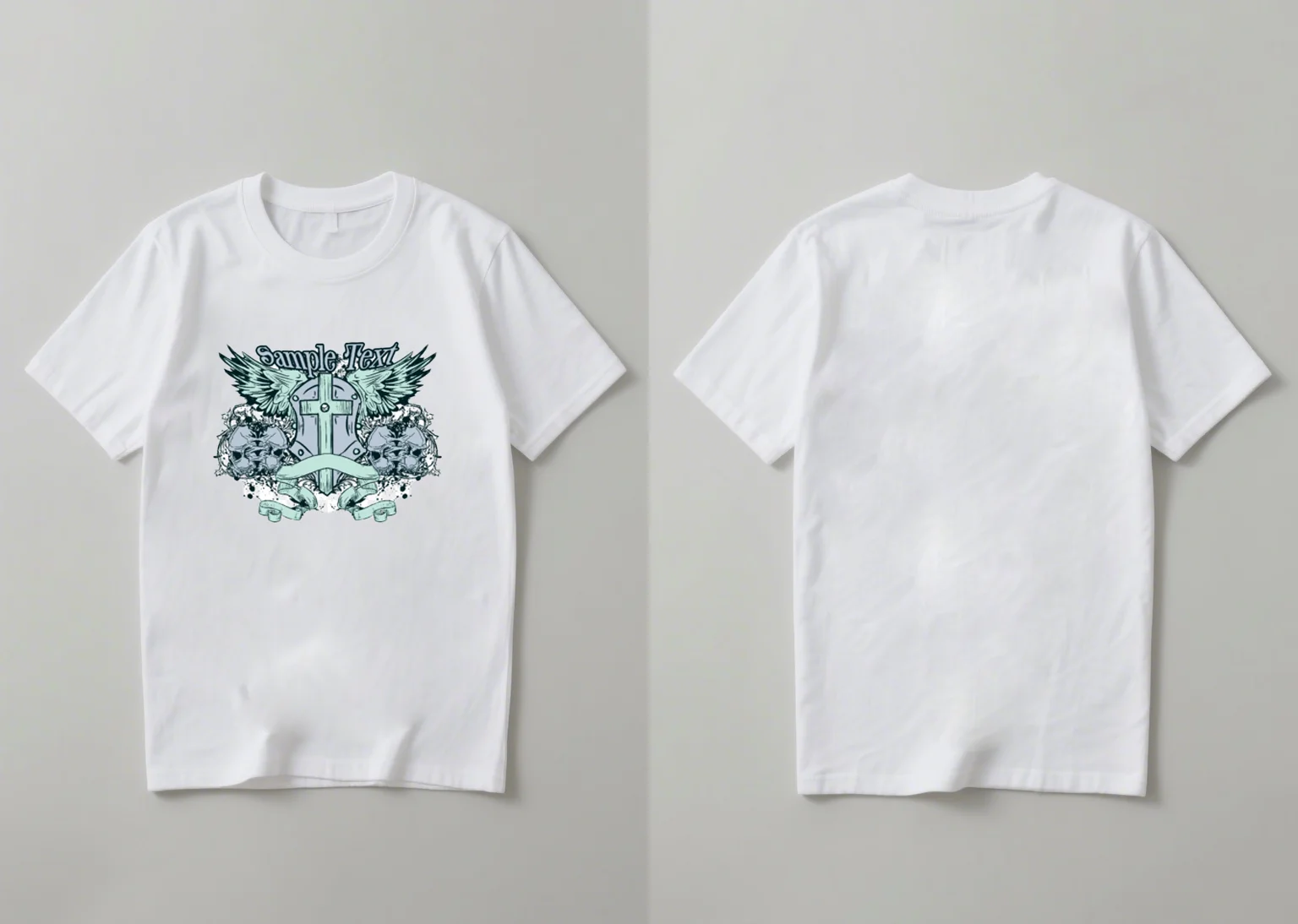 เสื้อเชิ้ตแขนสั้นสไตล์ใหม่ปี 2025 ที่ได้รับความนิยม พร้อมลายพิมพ์ส่วนตัวของหลุมศพหัวกะโหลกและดาบ มีลักษณะลำลอง หลวม และใช้งานได้หลากหลาย
