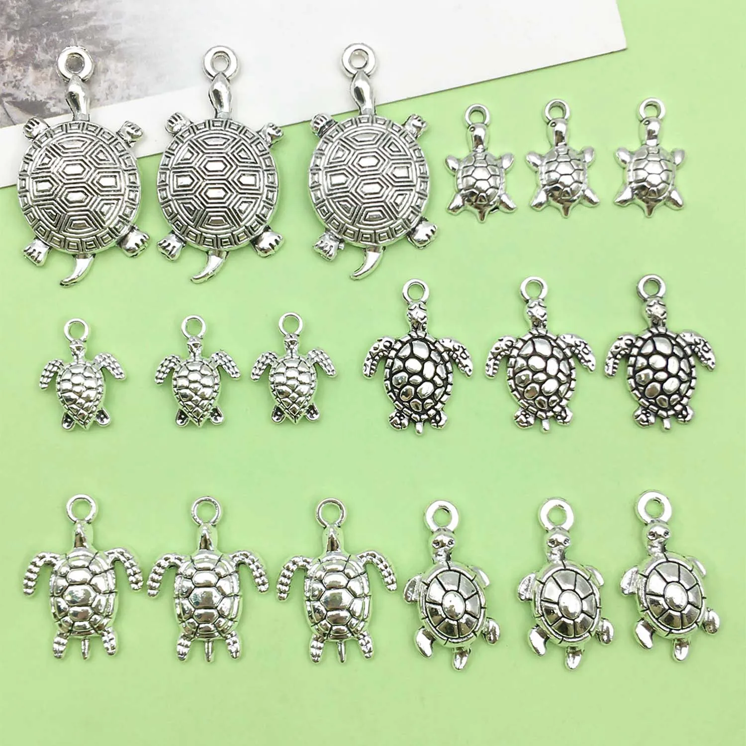 10/18pcs Antique Silvery Turtle Tortoise Charms Alloy Sea Life Pendants for DIY Bracelet Necklace Jewelry Making Accessories