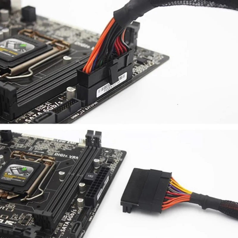 Computer Motherboard ATX Power Supply 24P To 90 Degree Connector ATX 24Pin Female To 24pin Male Power Plug Adapter