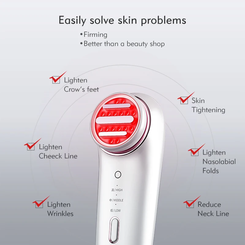 Face Lifting Skin Tightening Wrinkle Removal LED Photon RF EMS Beauty Instrument Radio High Frequency Facial Machine