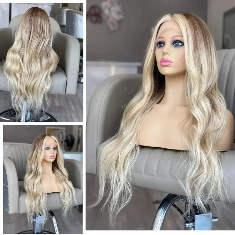 

Real Human Hair Lace Wigs on Sale Ombre Brown Blonde Full Lace Wig Loose Wave Frontal Remy Hair 30inchs Long Glueless 180% Qearl