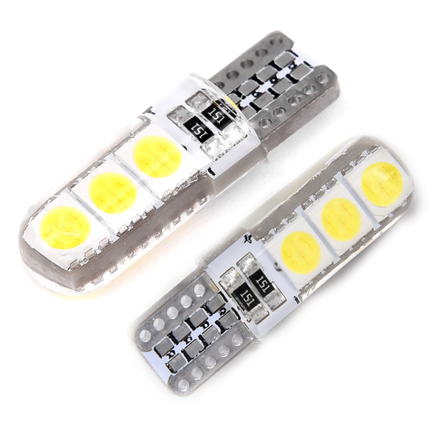 12V DC światła samochodowe boczny klin Canbus lampa kopułkowa osłona tablicy rejestracyjnej silikonowa biała T10-5050-6SMD 10 sztuk praktyczna