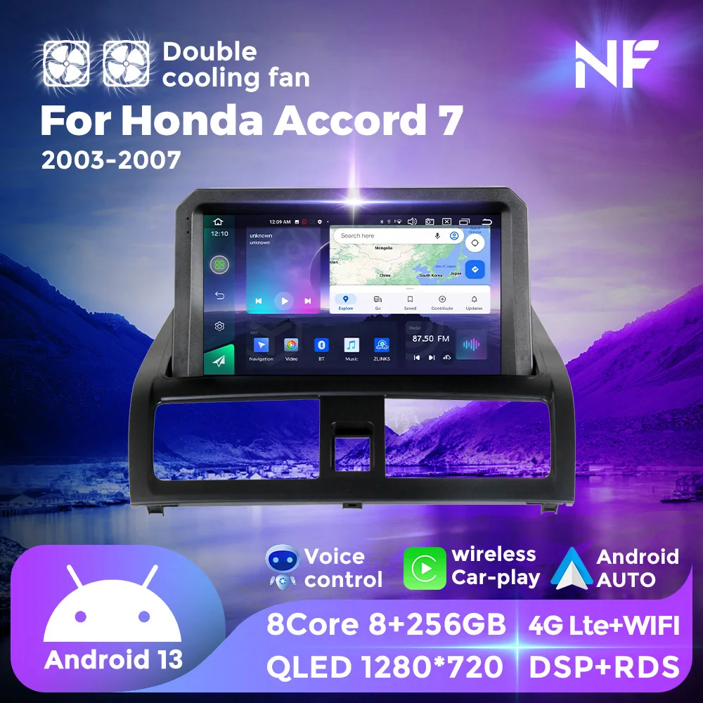 

NF Android 13 QLED Car Radio Autoradio For Honda Accord 7 2003-2007 Multimedia Player GPS For Wireless Carplay Android Auto BT