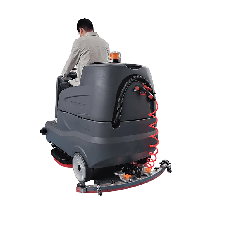24V Ride-On Electric Industrial Floor Clean Sweeper with Larger Capacity Battery Long-Range Driving New Condition-for Burnishing