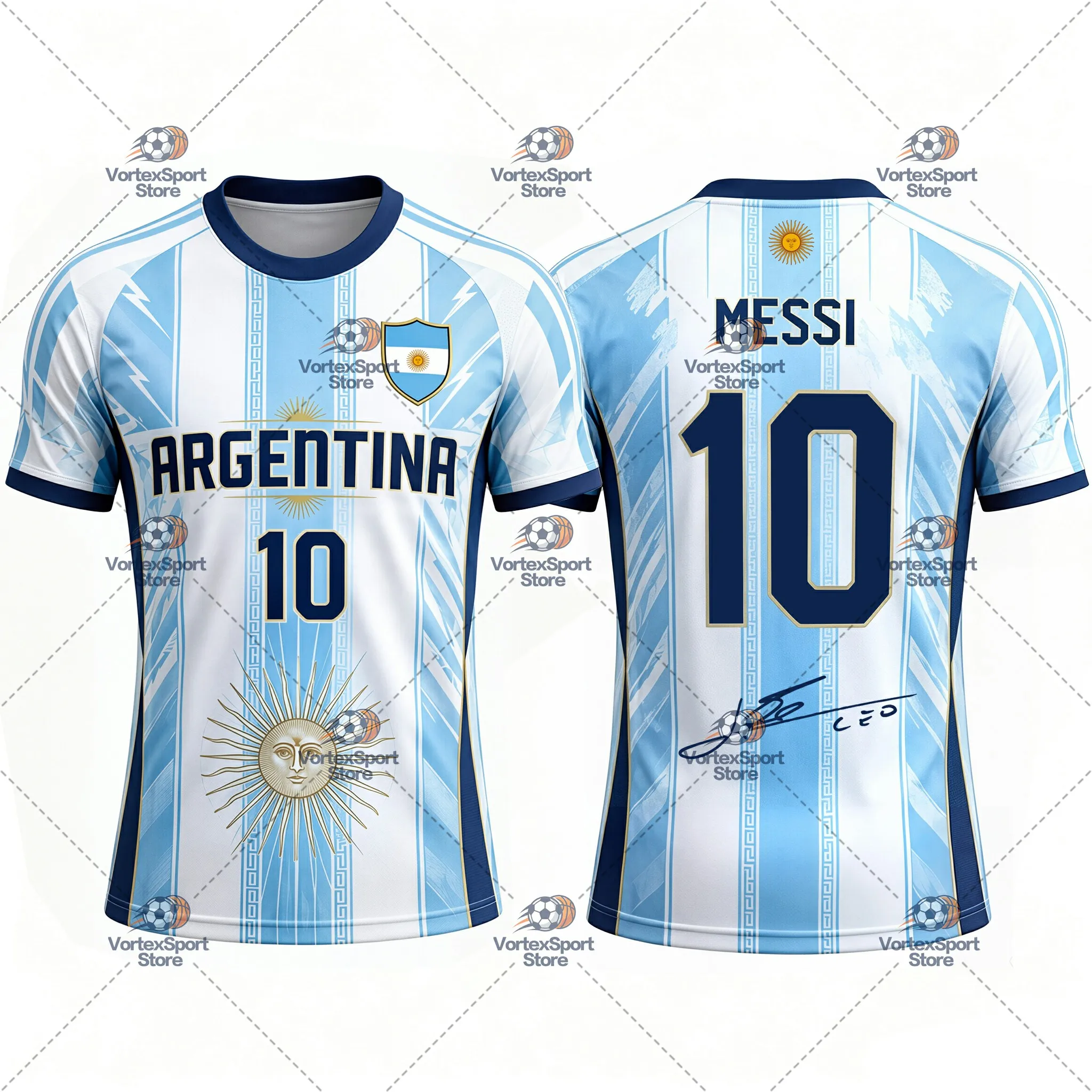 Argentinien, Kinder, Messi, Nr. 10, schnelltrocknendes Fußball-T-Shirt, Herren, alle Größen, kurzärmelig, Rundhalsausschnitt, für den täglichen Fußball-Trainingssport. – Detail 8