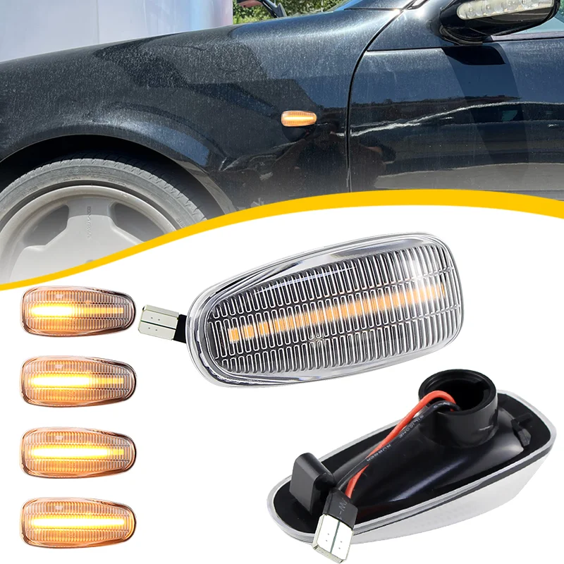 

2PCS LED Car Front Fender Dynamic Flowing Turn Signal Lights For Mercedes-Benz SLK-Class R129 89-01 R170 96-04 R171 96-02 W208