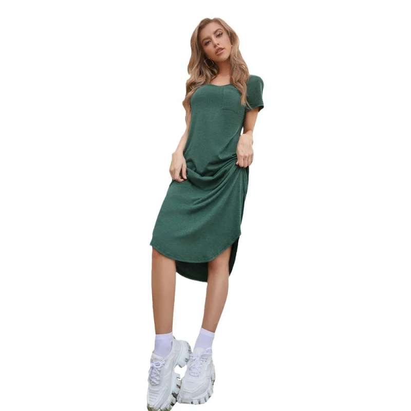 YQ1-Spot Goods！26New Women's Sexy Fashion Beach Dress Irregular Hem Mid-Length Dress