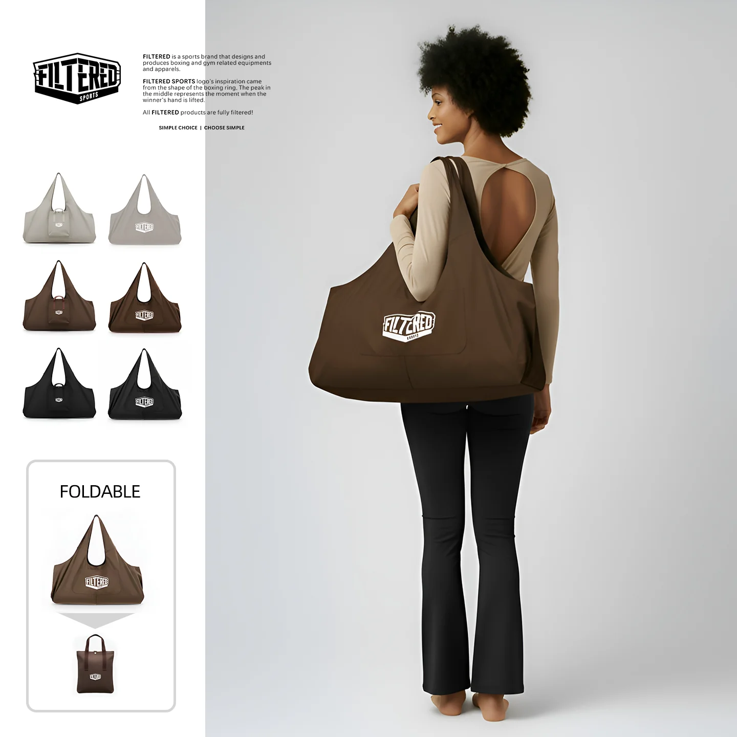 Foldable Yoga Mat Bag with Self Storing System Cotton Blend Hand Tote Shoulder Bag for Office to Studio Commute Machine Washable