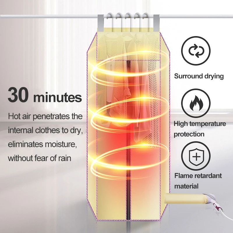 220 فولت المحمولة مجفف الملابس الكهربائية للطي سفر صغير التجفيف السريع الملابس الدافئة الهواء الطفل القماش مجفف خزانة خزانة