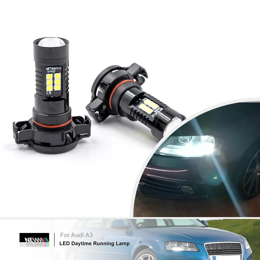 For Audi A3 8P 2008 2009 2010 2011 2012 5202 PS19W PS24W H16 LED Daytime Running Light Bulbs Canbus DRLs Car Headlamp Daylights