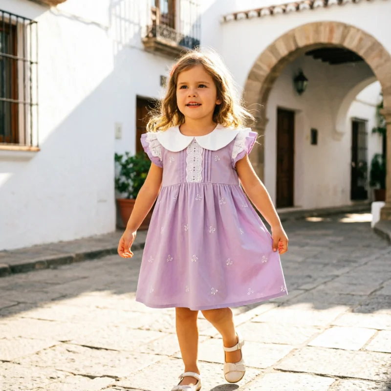 Girls Summer Sweet Princess Lace Flutter Sleeve Bow For Toddler Baby Girls Soft Breathable Casual Daily Party Outfits