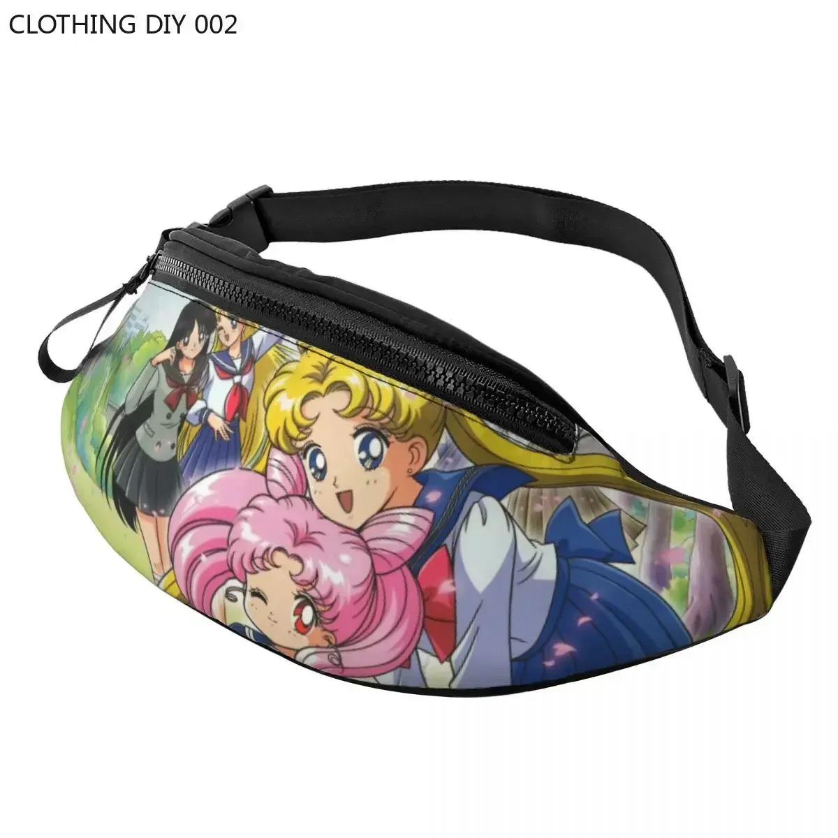 Anime Moon Sailors Fanny Pack Men Women Custom Japanese Shojo Manga Crossbody Waist Bag for Travel Hiking Phone Money Pouch