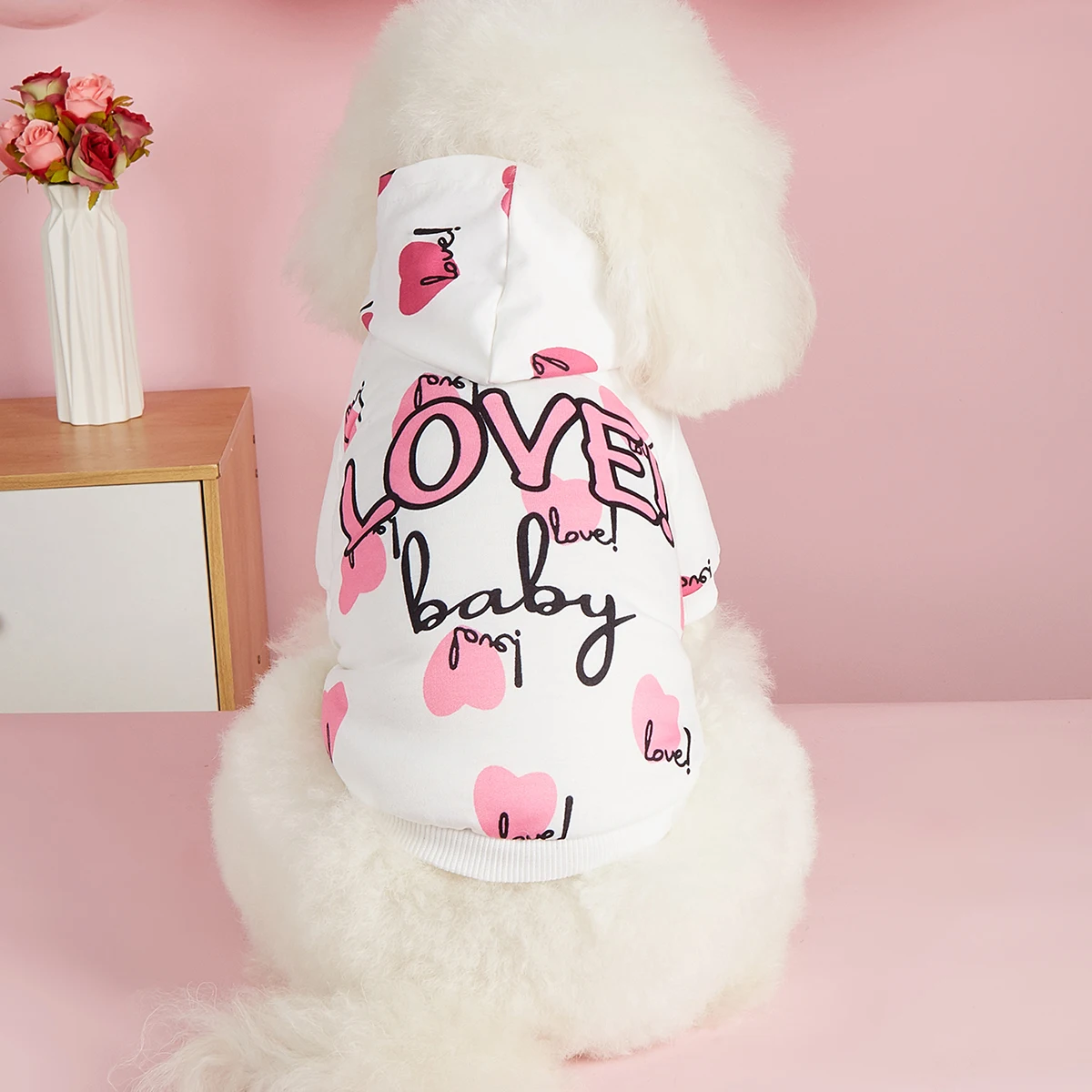 Love Baby Print Designer Dog Hoddie Valentine Sweatershirts Soft Stretchy Dog T-Shirts Dog Clothes