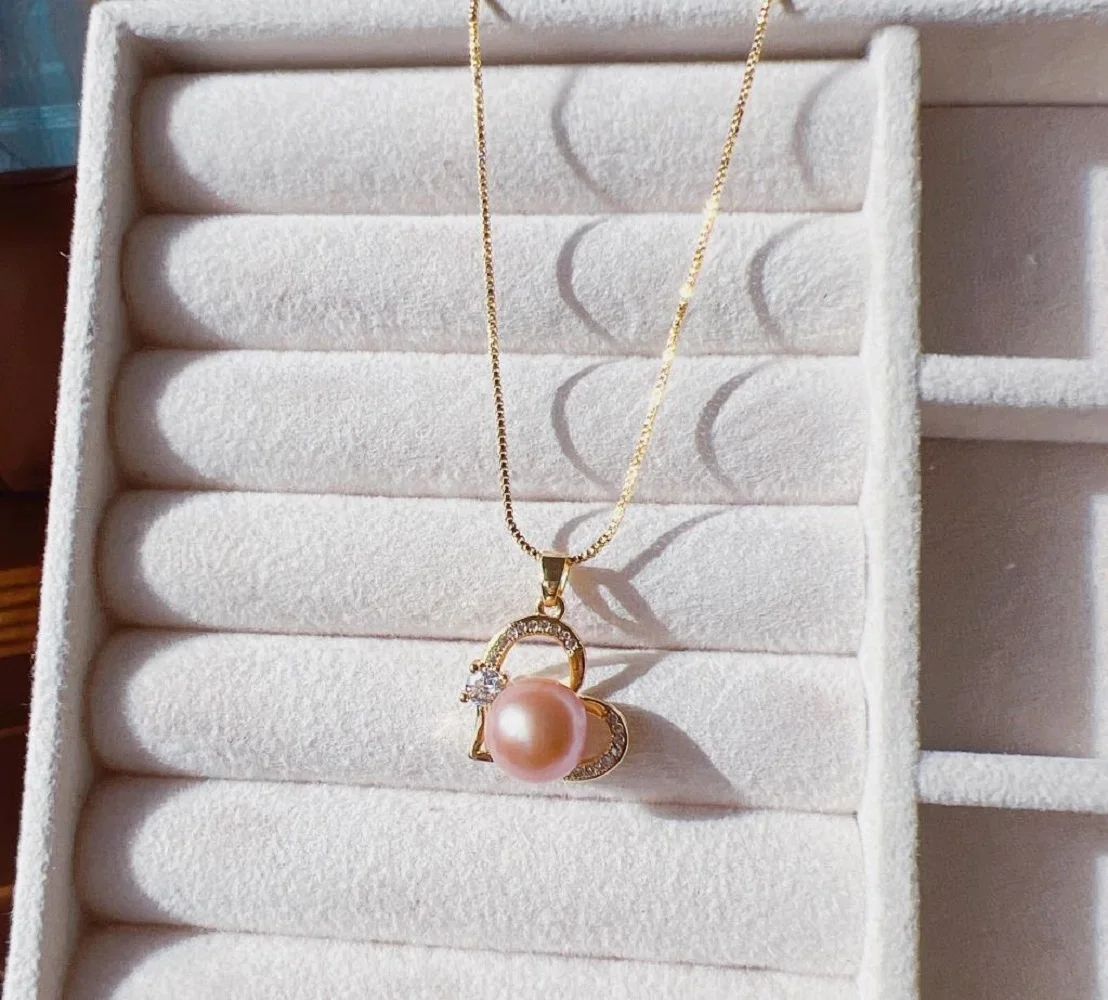 

Ожерелье из серебра 925 пробы с подвеской «Красивая любовь» из жемчуга AAA9-10 мм Натуральный жемчуг Южного моря 18 дюймов