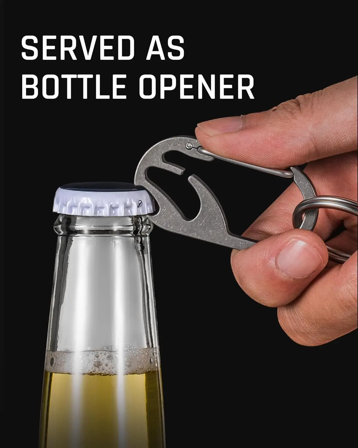 Titanium Bottle Opener Keychain, Heavy Duty Car Keys Chain, Multitool Carabiner Keychain Clip