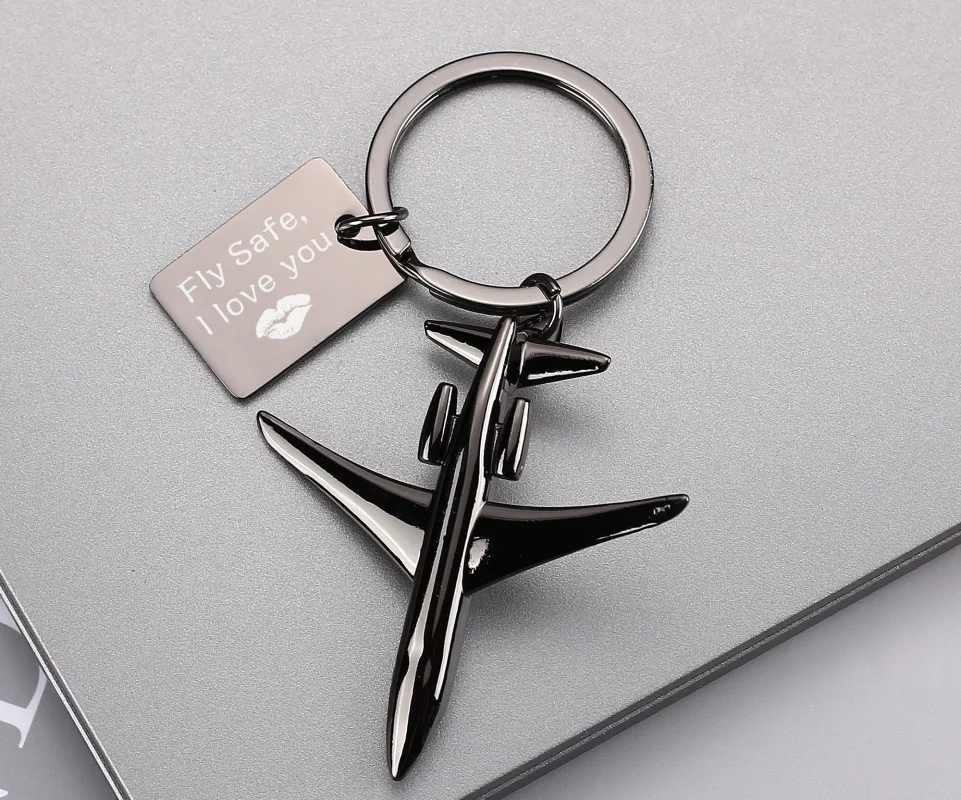 Custom Airplane Key Chain, Fly Safe Keychain