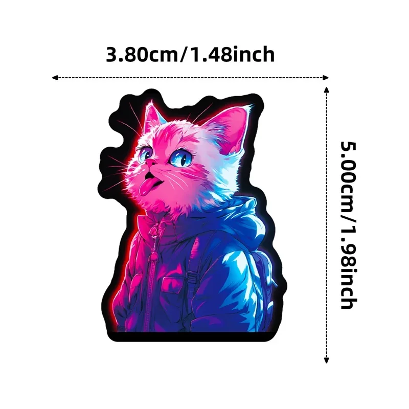 10/30/56PCS Kawaii Neon Cat PVC Sticky Sticker Aesthetic DIY Decoration Scrapbooking Hand Accounting Supplies view 6