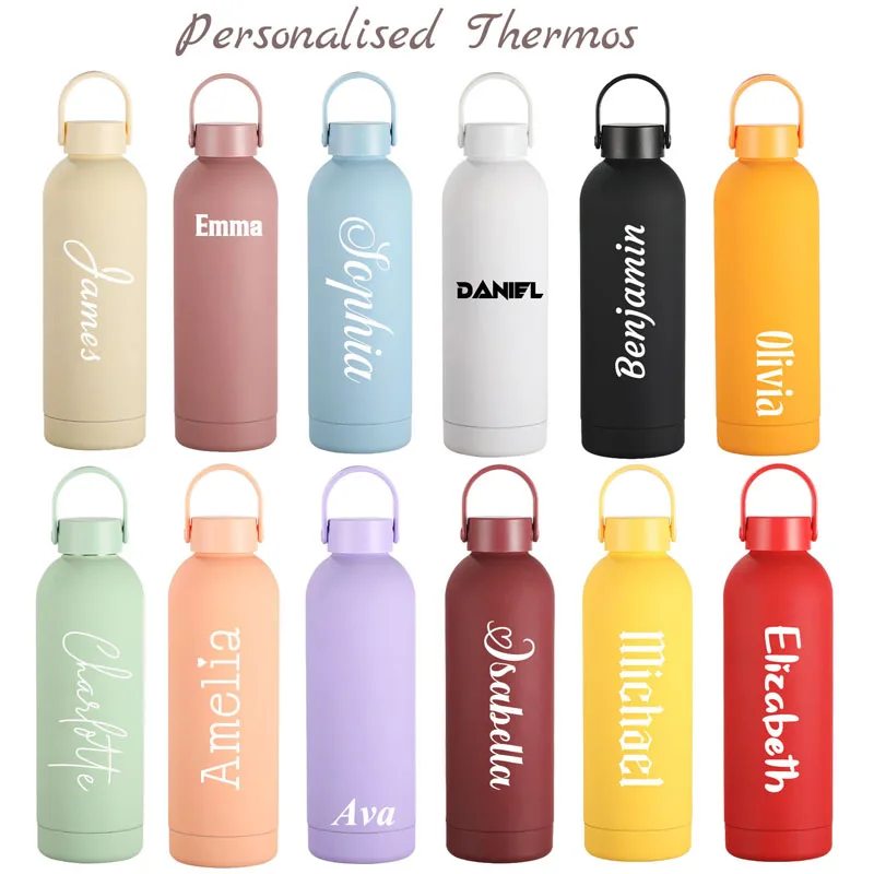 Grand flacon thermos personnalisé en acier inoxydable, bouteille d'eau pour Sports de plein air, tasse de voyage avec poignée